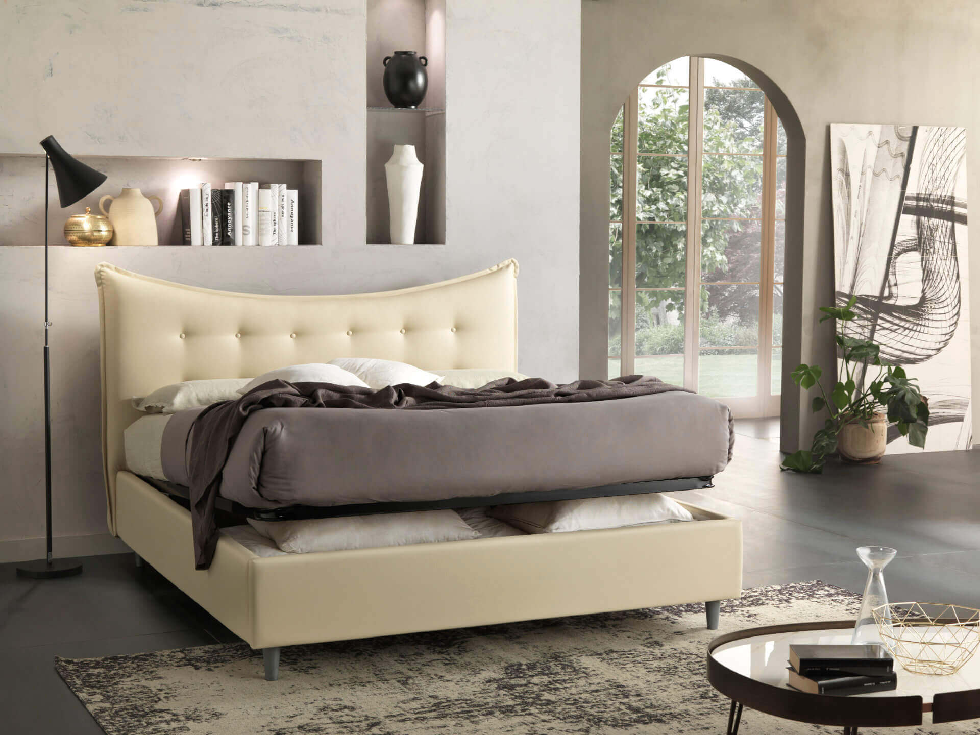 letto contenitore imbottito