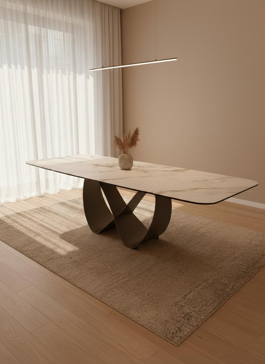 Tavolo da Pranzo Infinity in Vetroceramica Calacatta Gold - immagine 2