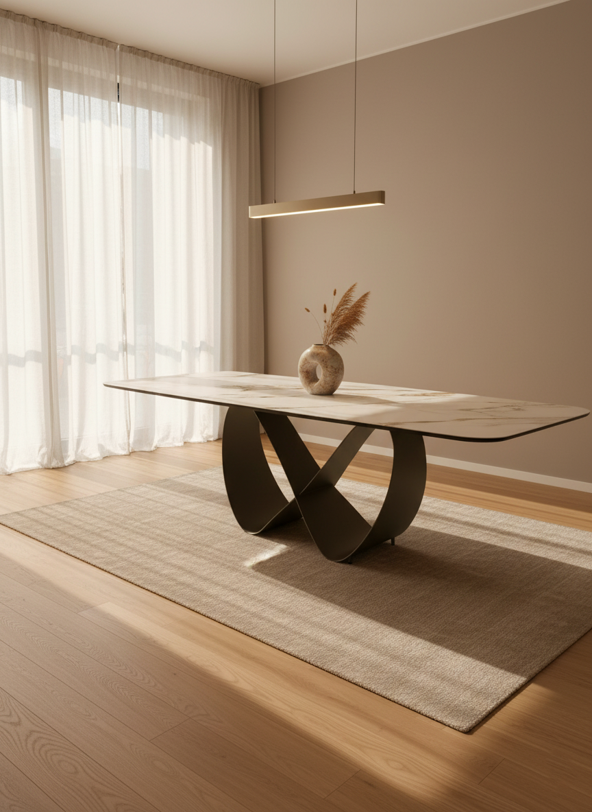 Tavolo da Pranzo Infinity in Vetroceramica Calacatta Gold